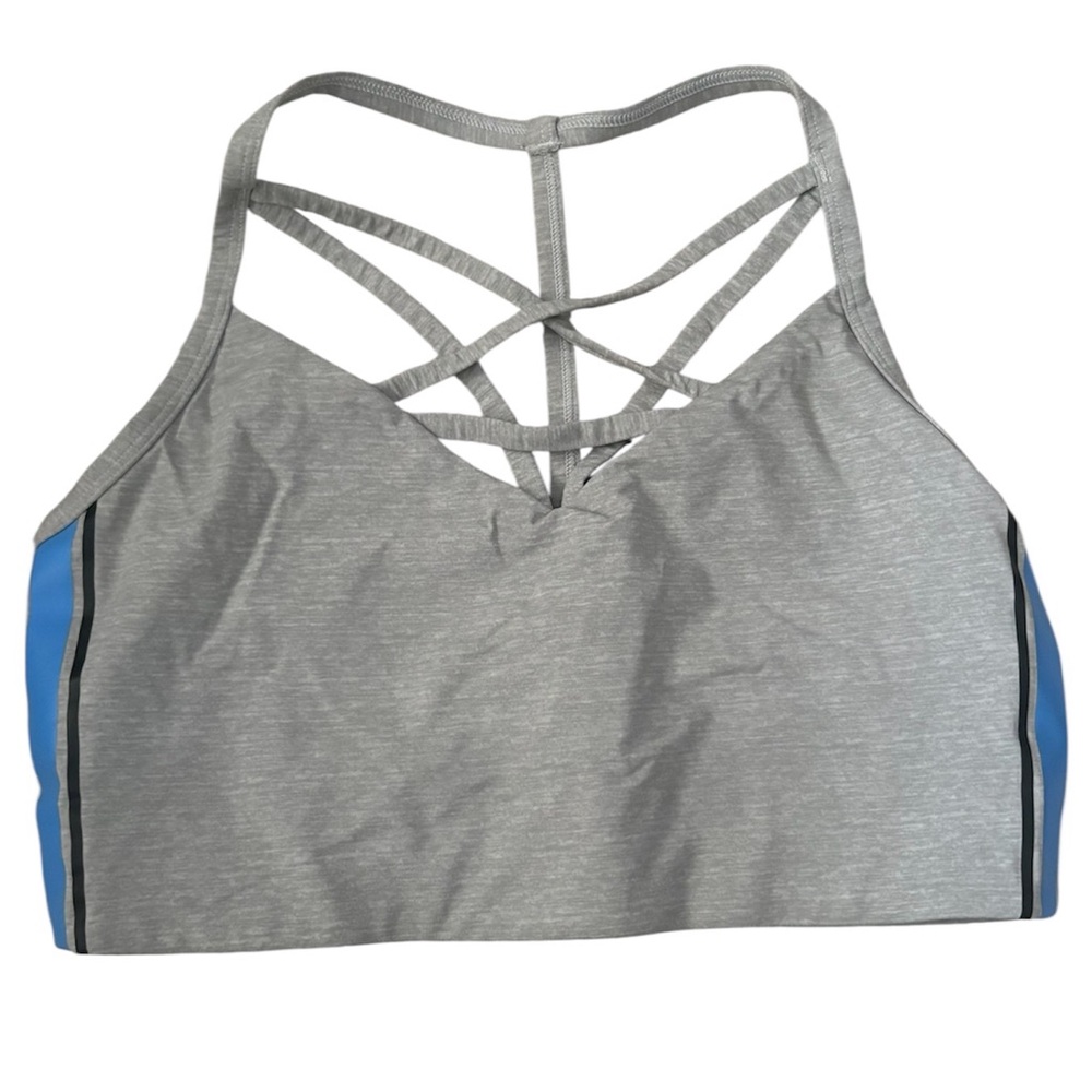 PINK Victoria's Secret Gray and Blue Strappy Sports Bra